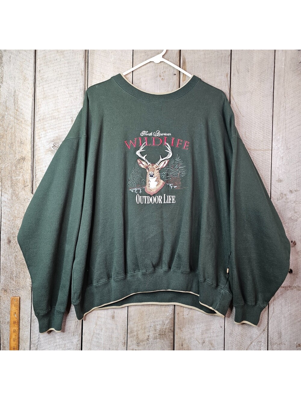 Outdoor Life Field Tested Sweatshirt Deer Wildlife Crewneck 2XL Green